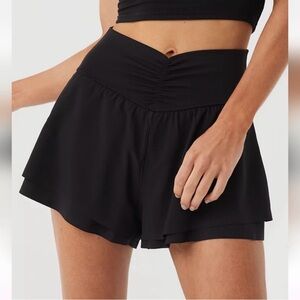 aerie Offline Real Good Flirty Black Women's Athletic Shorts (faded logo)